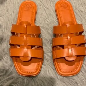 Tory Burch Bright Orange Slide Sandals.  NEW WITHOUT TAGS.